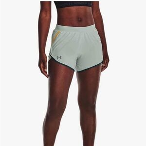 NWOT Under Armour Fly 2.0 Women's light green Shorts with Yellow Accents Sz M